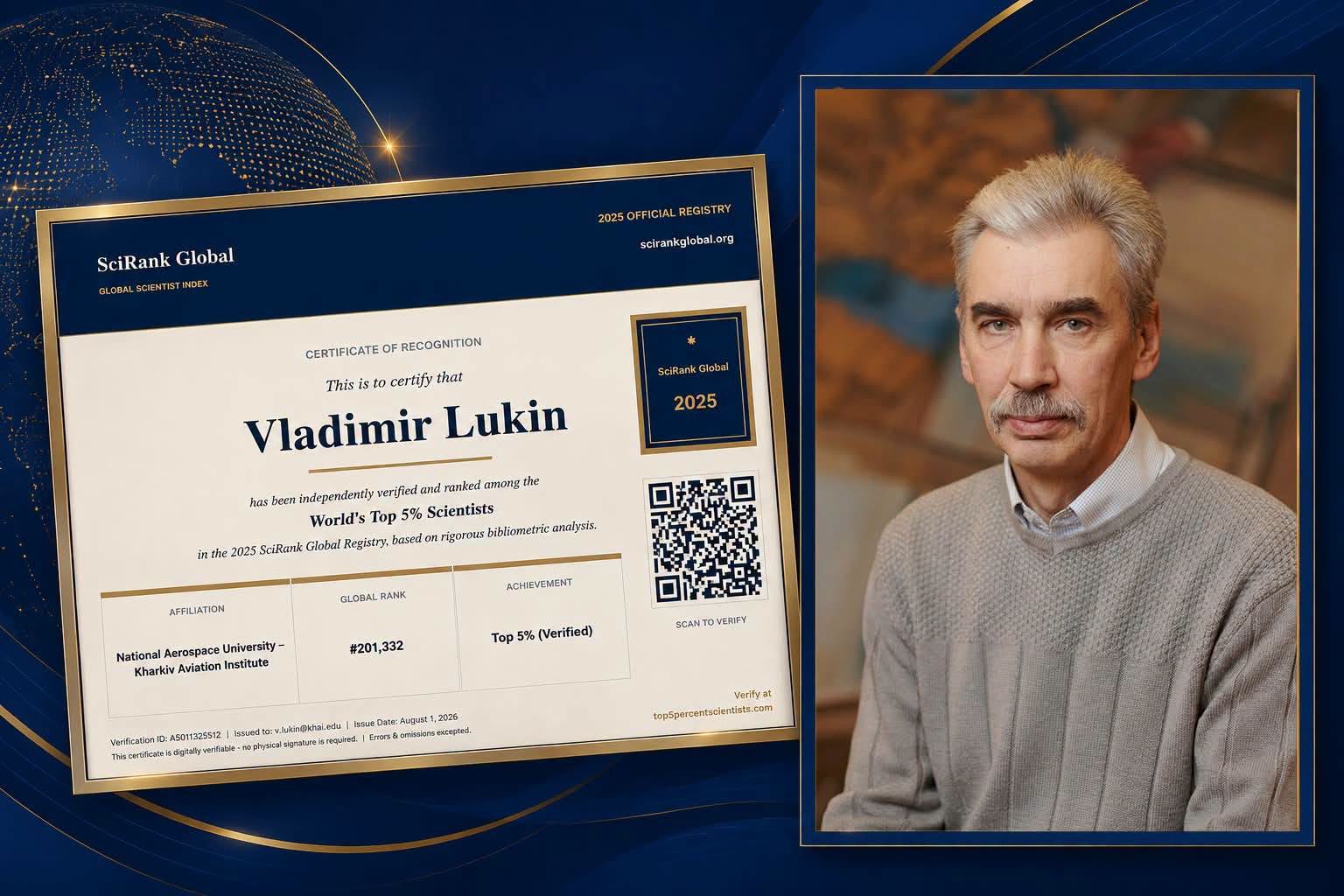 Завідувач кафедри Володимир Лукін увійшов до 5% найкращих учених світу